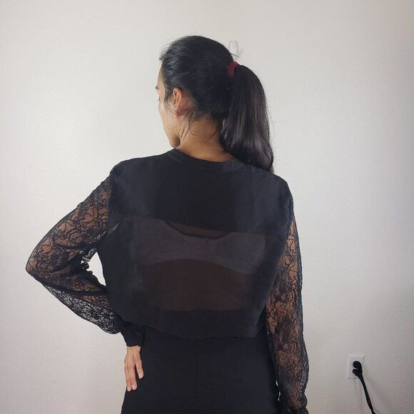 Tildon Black sheer blouse M - Picture 2 of 9